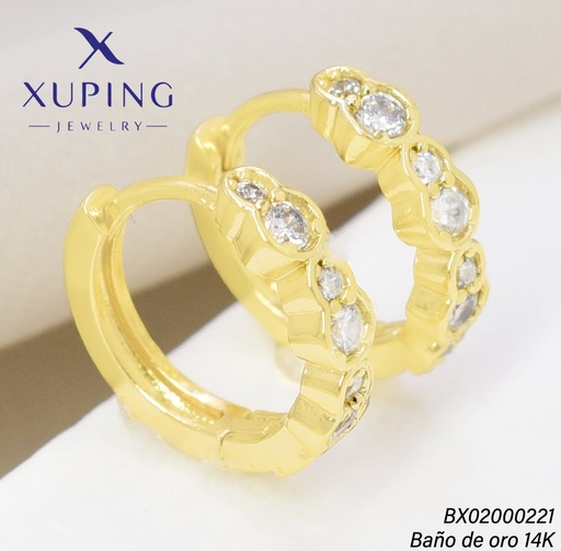 [BX02000221] ARETES BAÑO DE ORO 14K. XUPING "C" ZIRC. RECT. EE5404-428 012026