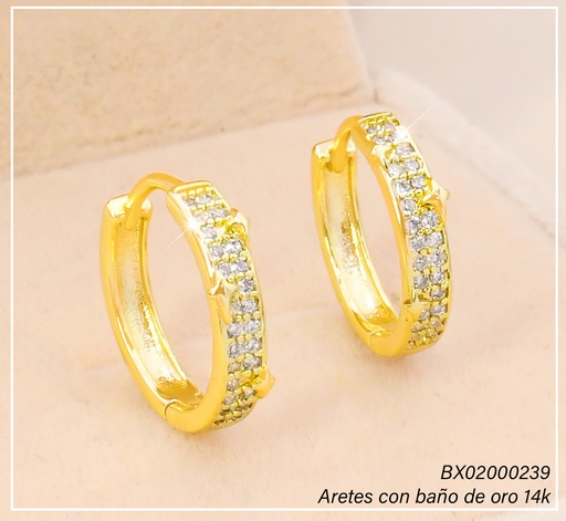 [BX02000239] ARETES HUGGIES BAÑO DE ORO 14K. XUPING "C" ZIRC. ESTRELLA EE5426-428 012026