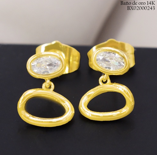 [BX02000243] ARETES BAÑO DE ORO 14K. XUPING OV. ZIRC. EE5431-428 012026