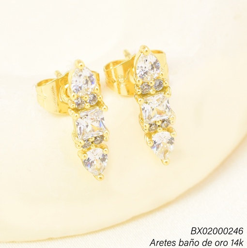[BX02000246] ARETES BAÑO DE ORO 14K. XUPING HOJA ZIRC. EE5434-428 012026