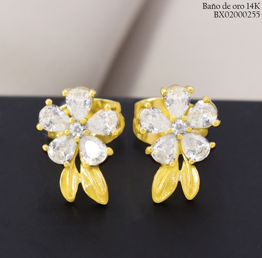 [BX02000255] ARETES BAÑO DE ORO 14K. XUPING FLOR ZIRC. EE5446-428 012026