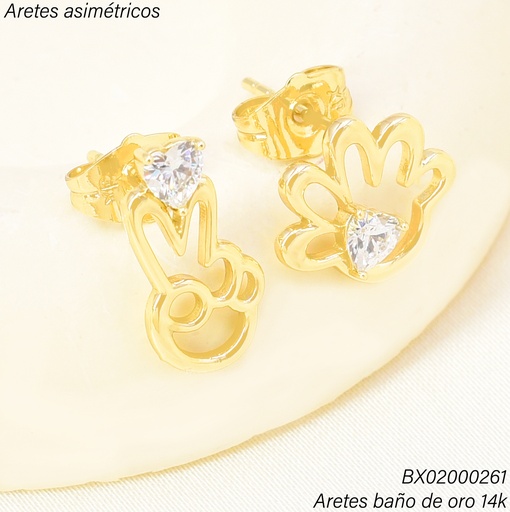 [BX02000261] ARETES BAÑO DE ORO 14K. XUPING MANO ASIMETRICO EE5452-428 012026