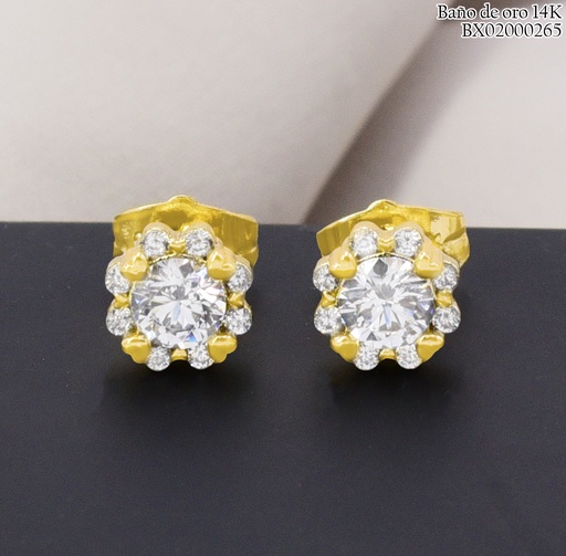 [BX02000265] ARETES BAÑO DE ORO 14K. XUPING FLOR ZIRC. EE5457-428 012026