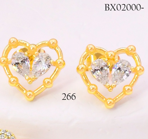 [BX02000266] ARETES HUGGIES BAÑO DE ORO 14K. XUPING CORAZON ZIRC. EE5458-428 012026