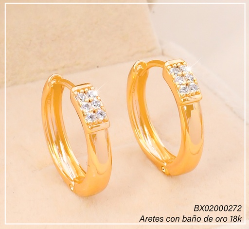 [BX02000272] ARETES HUGGIES BAÑO DE ORO 18K. XUPING "C" LINEA ZIRC. EE5463-428 012026