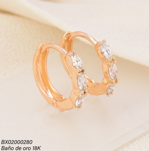 [BX02000280] ARETES BAÑO DE ORO 18K. XUPING HUGGIES ZIRC. OV. EE5467-428 012026