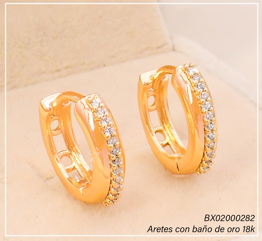 [BX02000282] ARETES HUGGIES BAÑO DE ORO 18K. XUPING "C" LINEA ZIRC. EE5468-428 012026