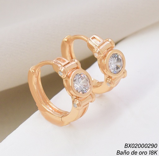 [BX02000290] ARETES BAÑO DE ORO 18K. XUPING "C" LAZO ZIRC. EE5476-428 012026