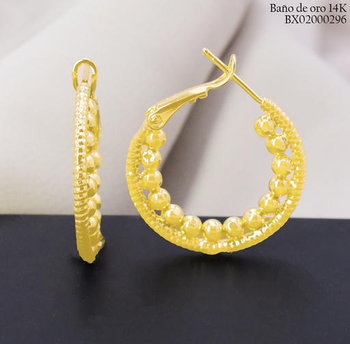 [BX02000296] ARETES BAÑO DE ORO 14K. XUPING RD/LINEAS/PELOT.  EE5481-427 012026