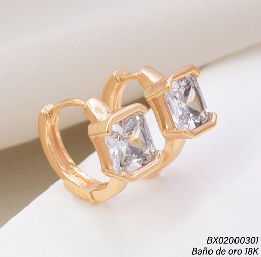[BX02000301] ARETES BAÑO DE ORO 18K. XUPING "C" ZIRC. CUADRO EE5484-428 012026