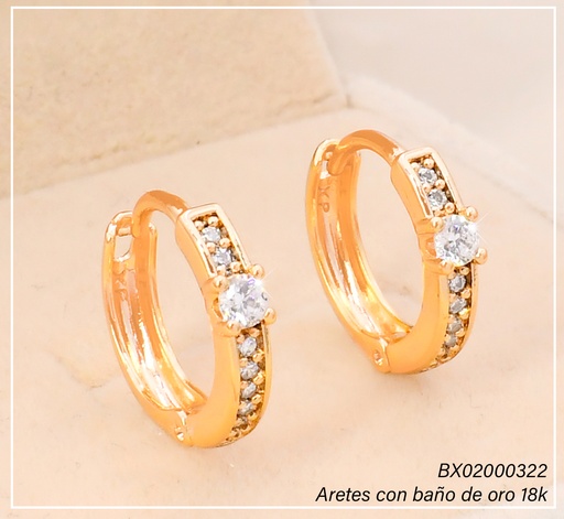 [BX02000322] ARETES HUGGIES BAÑO DE ORO 18K. XUPING "C" LINEA ZIRC. EE5498-428 012026