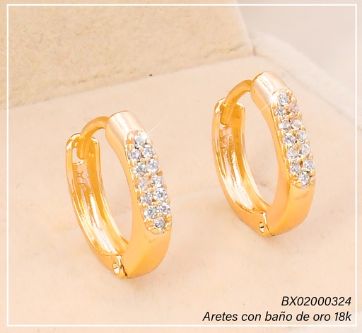 [BX02000324] ARETES HUGGIES BAÑO DE ORO 18K. XUPING "C" LINEA ZIRC. EE5501-428 012026