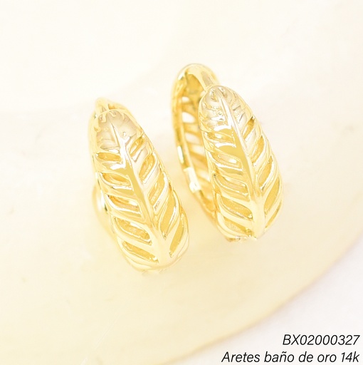 [BX02000327] ARETES HUGGIES BAÑO DE ORO 14K. XUPING "C" HOJA EE5506-428 012026