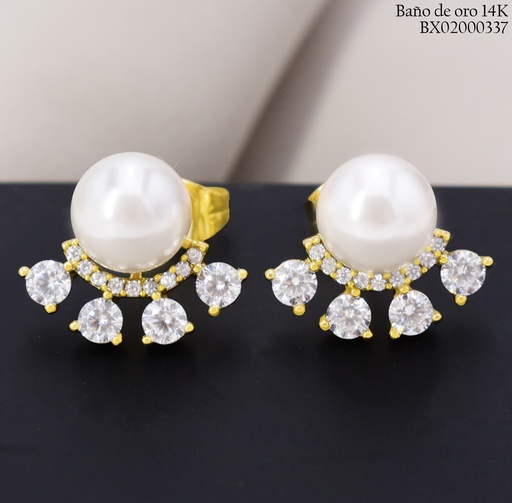 [BX02000337] ARETES BAÑO DE ORO 14K. XUPING "C" ZIRC./PERLA EE5516-428 012026