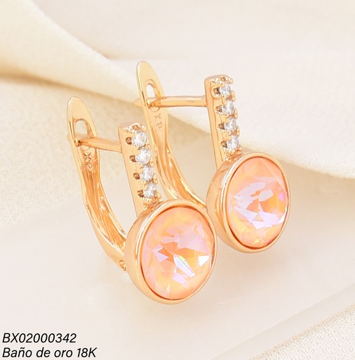 [BX02000342] ARETES BAÑO DE ORO 18K. XUPING ZIRC. RD. NARANJA EE5533-428 012026