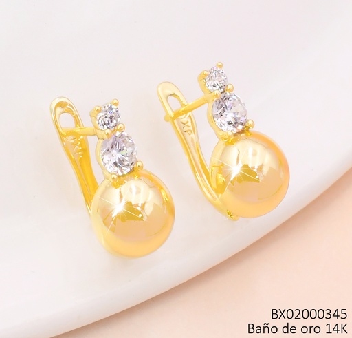 [BX02000345] ARETES BAÑO DE ORO 14K. XUPING ESFERA ZIRC. EE5536-427 012026
