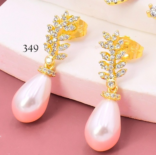 [BX02000349] ARETES BAÑO DE ORO 14K. XUPING OLIVO/ZIRC. PERLA/GOTA EE5541-427 012026