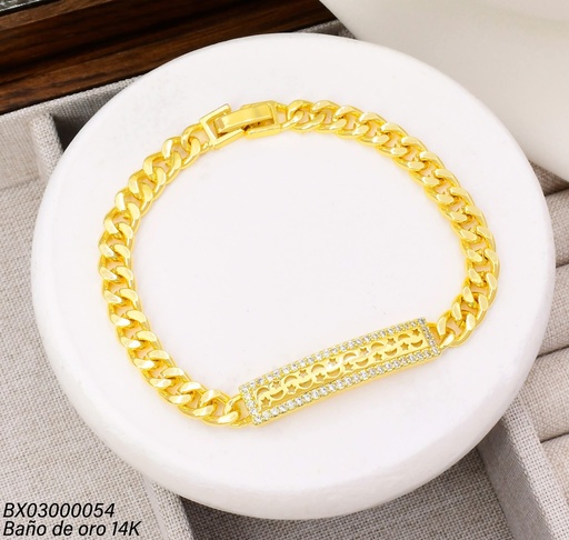 [BX03000054] PULSERA BAÑO DE ORO 14K. XUPING PLACA LUNA/ESTRE BE909-9 012026