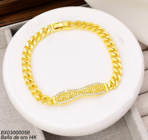 [BX03000056] PULSERA BAÑO DE ORO 14K. XUPING  "S" ZIRC. BE911-9  012026