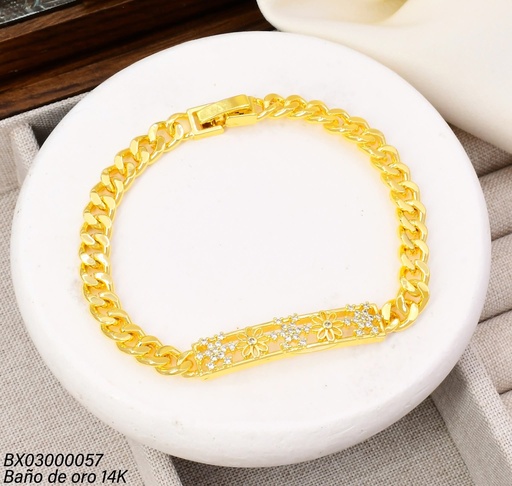 [BX03000057] PULSERA BAÑO DE ORO 14K. XUPING FLOR/ZIRC. BE912-9 012026