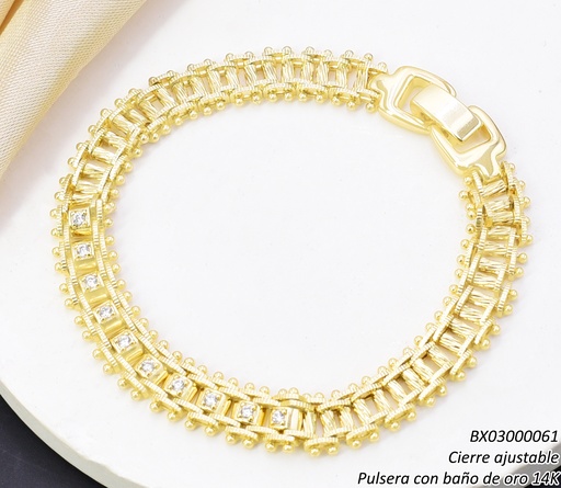 [BX03000061] PULSERA BAÑO DE ORO 14K. XUPING RECT. ZIRC. BE924-428 012026