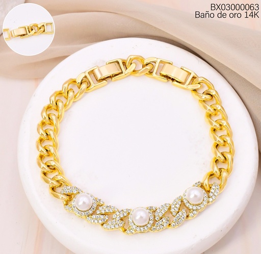 [BX03000063] PULSERA BAÑO DE ORO 14K. XUPING ZIRC./PERLA BE926-428 012026