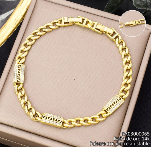 [BX03000065] PULSERA BAÑO DE ORO 14K. XUPING 3 RECT/ZIRC  BE928-428 012026