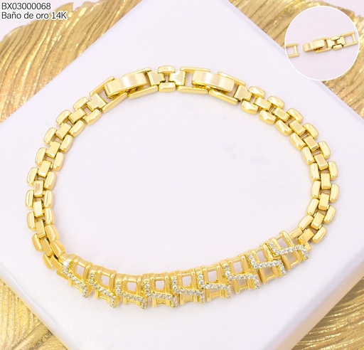 [BX03000068] PULSERA BAÑO DE ORO 14K. XUPING ZIRC./FAJA RELOJ BE932-428 012026