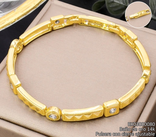 [BX03000080] PULSERA BAÑO DE ORO 14K. XUPING RECT/ZIRC. BE952-428 012026