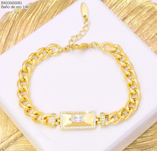 [BX03000081] PULSERA BAÑO DE ORO 14K. XUPING RECT C/ZIRC. BE954-428 012026