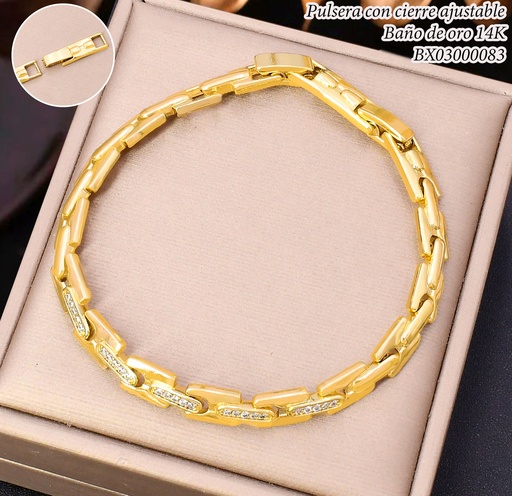 [BX03000083] PULSERA BAÑO DE ORO 14K. XUPING RECT/LINEA ZIRC. BE956-428 012026