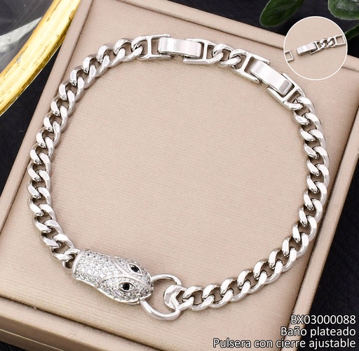 [BX03000088] PULSERA BAÑO PLATEADO. SERPIENTE/CORZ BE963-428 012026 XUPING
