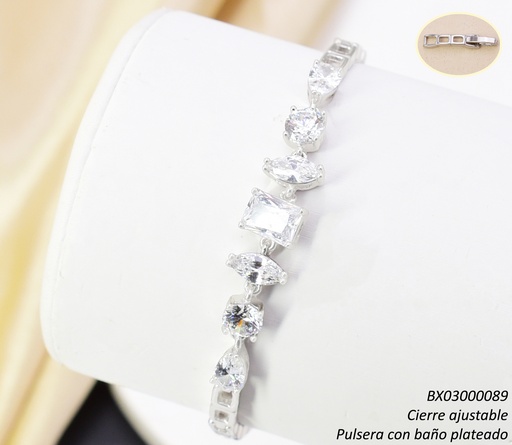 [BX03000089] PULSERA BAÑO PLATEADO. RECT/ZIRC. BE965-428 012026 XUPING