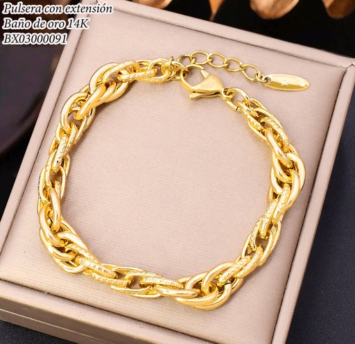 [BX03000091] PULSERA BAÑO DE ORO 14K. XUPING ESLAB.TRIPLES ENTRE BE967-428 012026