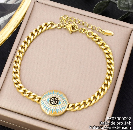 [BX03000092] PULSERA BAÑO DE ORO 14K. XUPING OJO/TURQUESA BE968-428 012026
