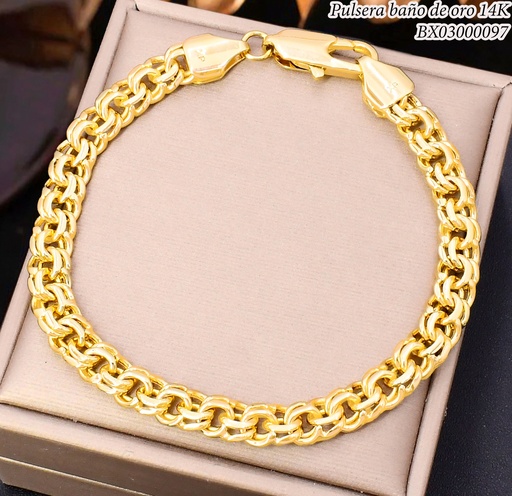 [BX03000097] PULSERA BAÑO DE ORO 14K. XUPING MARTILL ESLAB DOBLE BE977-428 012026