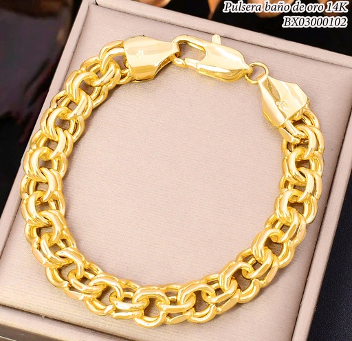 [BX03000102] PULSERA BAÑO DE ORO 14K. XUPING ESLAB.DOBLES BE982-428 012026
