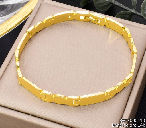 [BX03000110] PULSERA BAÑO DE ORO 14K. XUPING PLACA/RECT BE990-428 012026