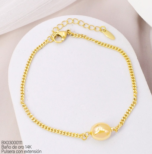 [BX03000111] PULSERA BAÑO DE ORO 14K. XUPING ESFERA BE991-428 012026