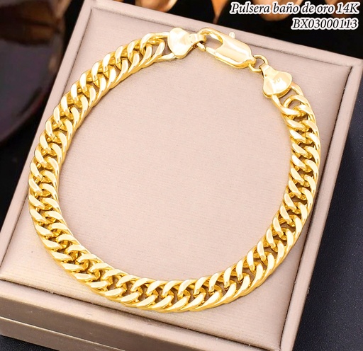 [BX03000113] PULSERA BAÑO DE ORO 14K. XUPING MARTILLADA BE993-428 012026