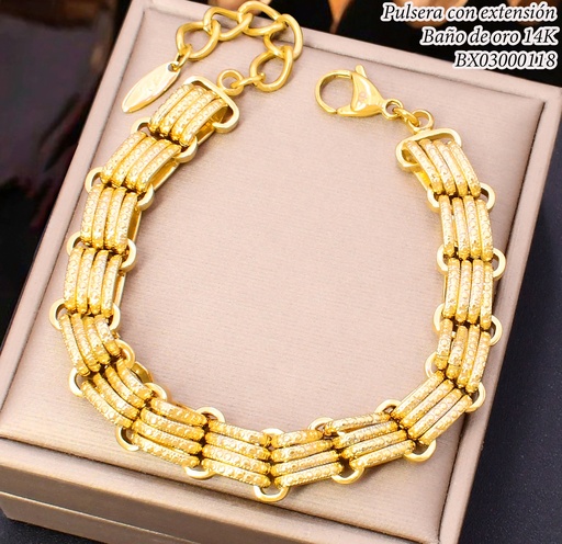 [BX03000118] PULSERA BAÑO DE ORO 14K. XUPING CAD./3LINEAS BE1001-428 012026