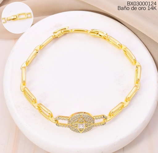 [BX03000124] PULSERA BAÑO DE ORO 14K. XUPING RD/ESTRELLA ZIRC. BE1008-428 012026