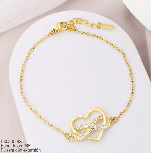 [BX03000125] PULSERA BAÑO DE ORO 14K. XUPING CORAZON/INF. BE1009-428 012026