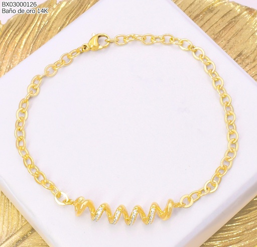 [BX03000126] PULSERA BAÑO DE ORO 14K. XUPING ESPIRAL BE1010-428 012026