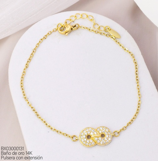 [BX03000131] PULSERA BAÑO DE ORO 14K. XUPING "O"/ENTRE ZIRC. BE1015-428 012026