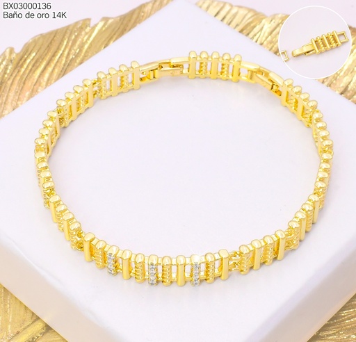 [BX03000136] PULSERA BAÑO DE ORO 14K. XUPING LINEA VERT ZIRC. BE1021-428 012026
