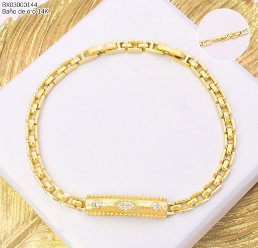[BX03000144] PULSERA BAÑO DE ORO 14K. XUPING RECT OV C/ZIRC. BE1029-428 012026