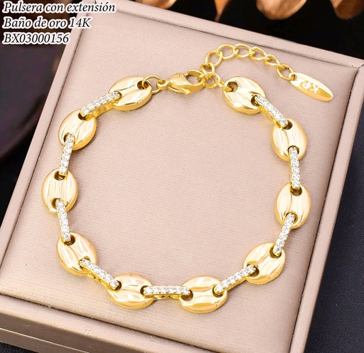 [BX03000156] PULSERA BAÑO DE ORO 14K. XUPING OV./I ZIRC. BE1095-428 012026
