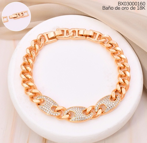 [BX03000160] PULSERA BAÑO DE ORO 18K. XUPING OVALO ZIRC. BE1234-427 012026