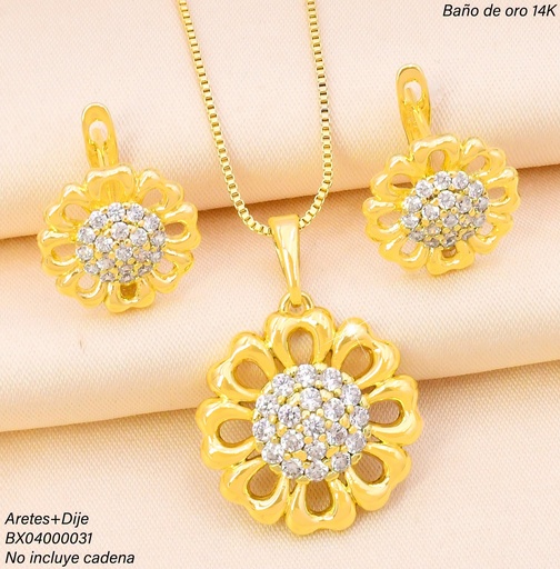 [BX04000031] SET BAÑO DE ORO 14K. XUPING FLOR ZIRC. SE1078-428 012026